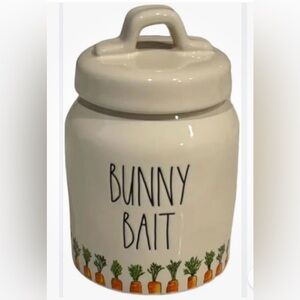Rae Dunn Bunny Bait 7" x 4.25" Ceramic Farmhouse Canister Jar Carrots Jar